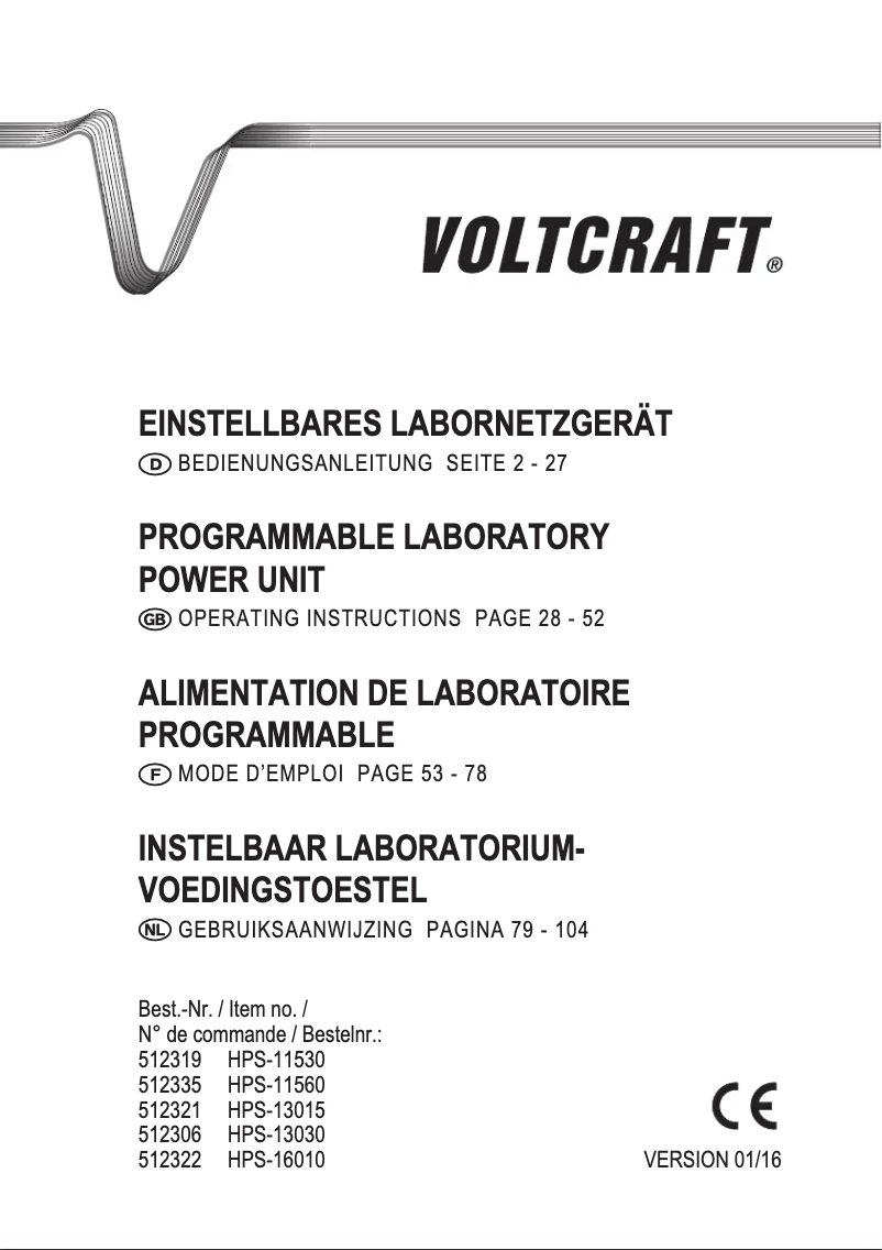 Page 1 de la notice Manuel utilisateur Voltcraft HPS-11560