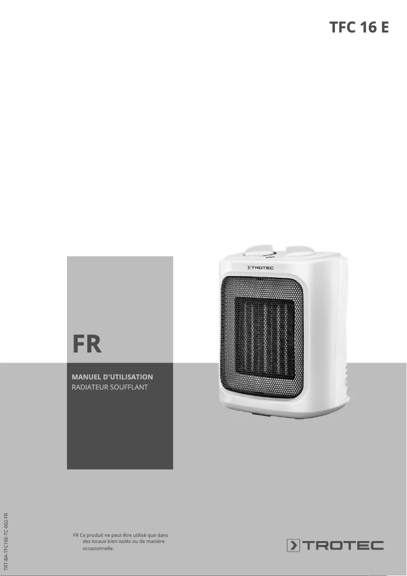 Page n°1 - Manuel utilisateur Trotec TFC 16 E