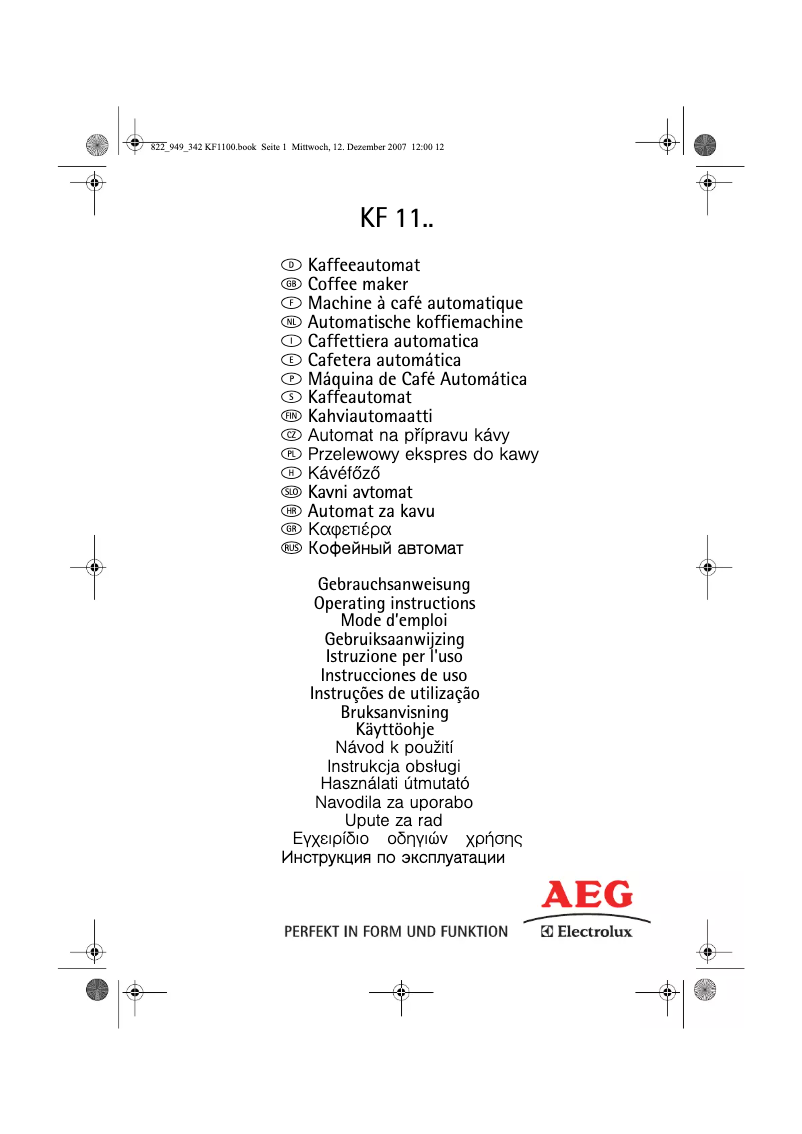 Imagen de la primera página del manual del dispositivo KF1100