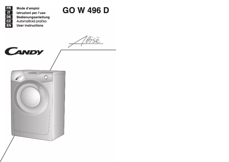 Page 1 de la notice Manuel utilisateur Candy GO W 496 D Alise