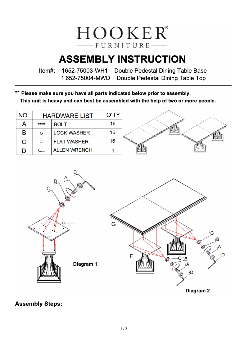 Page 1 de la notice Manuel utilisateur Hooker 1652-75004-MWD