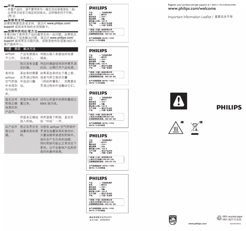 Image de la première page du manuel de l'appareil HD9233