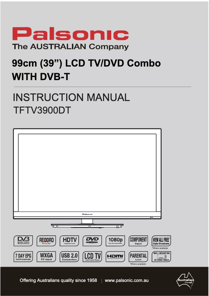 Página 1 del manual Manual de usuario Palsonic TFTV3900DT