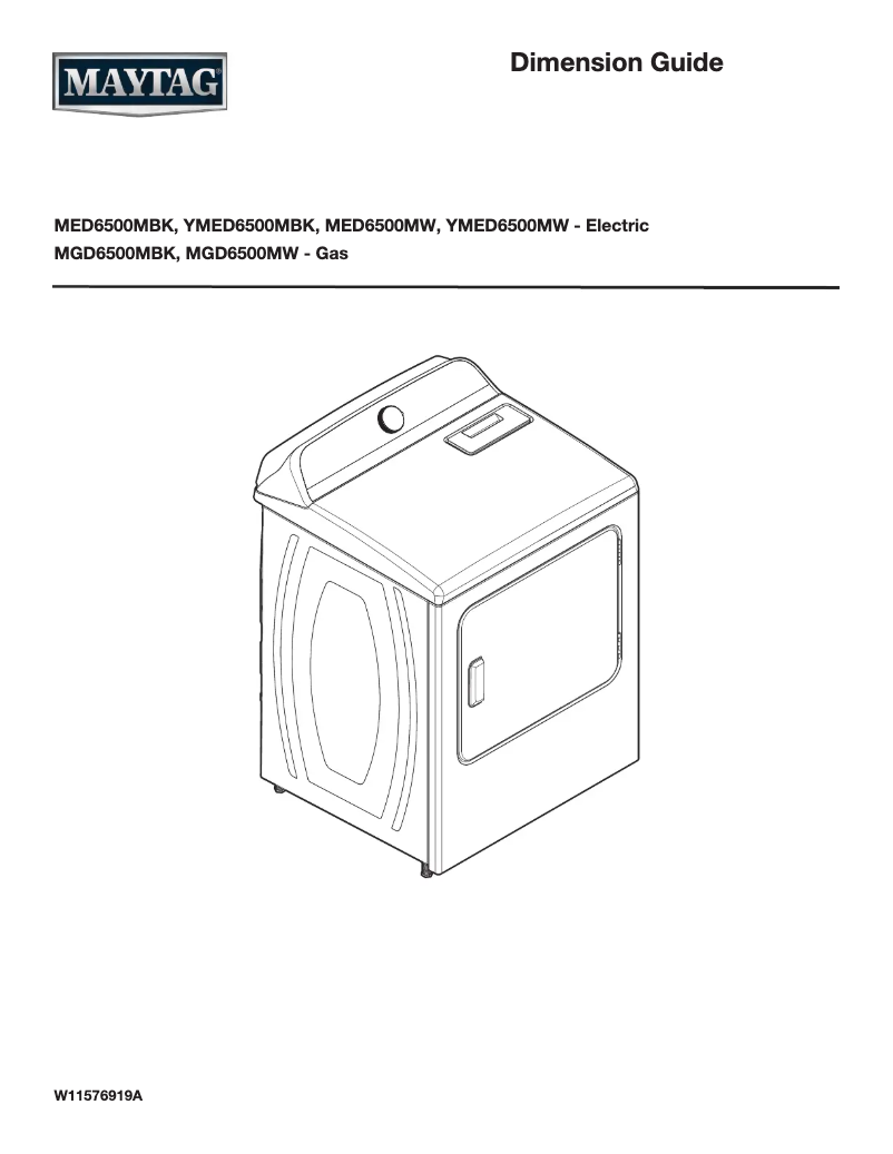 Page n°1 - Fiche technique Maytag MGD6500MW