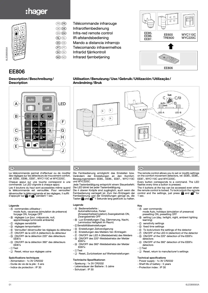 Image de la première page du manuel de l'appareil EE806