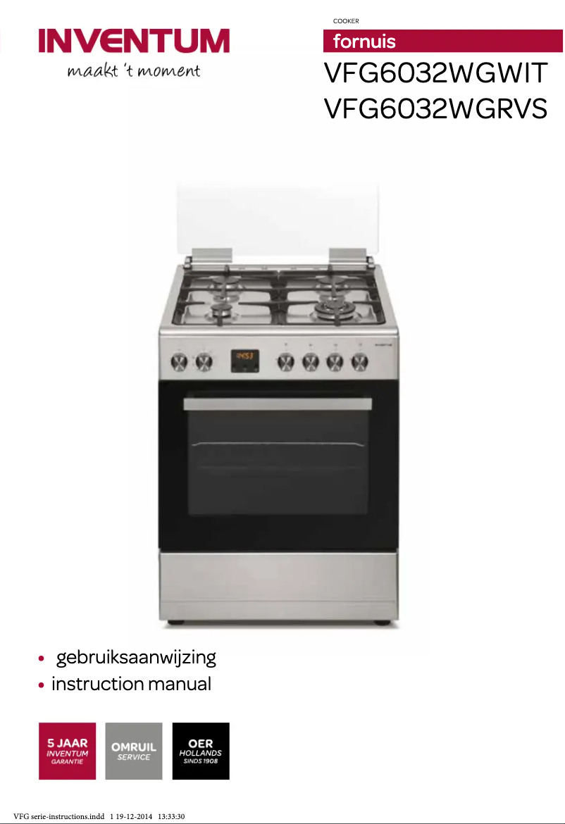 Page 1 de la notice Manuel utilisateur Inventum VFG6032WGRVS