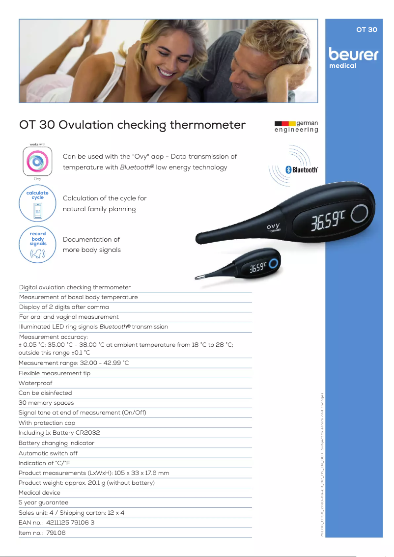 Page 1 de la notice Fiche technique Beurer OT 30