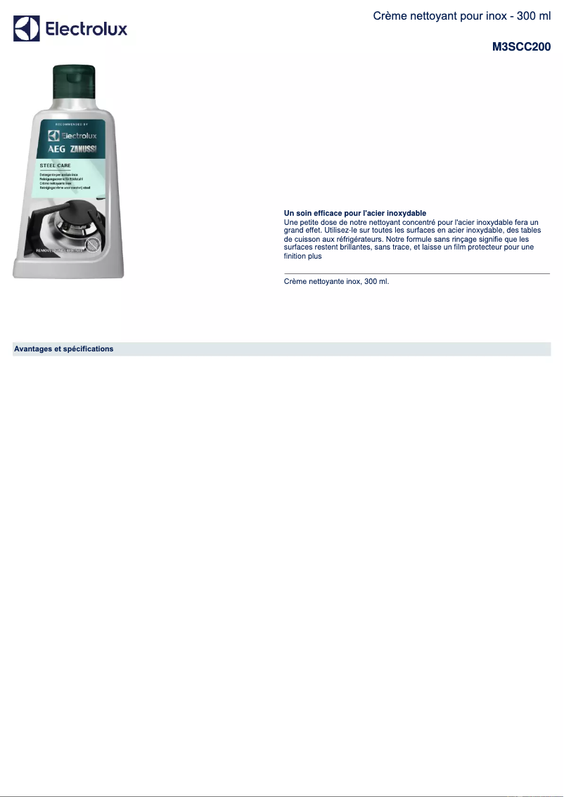 Página 1 del manual Ficha técnica AEG M3SCC200