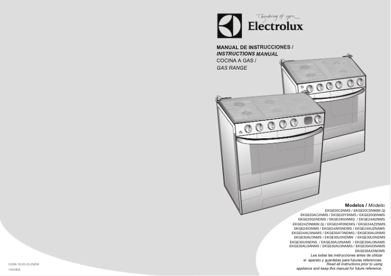 Page 1 de la notice Manuel utilisateur Electrolux EKGE20G5NMS