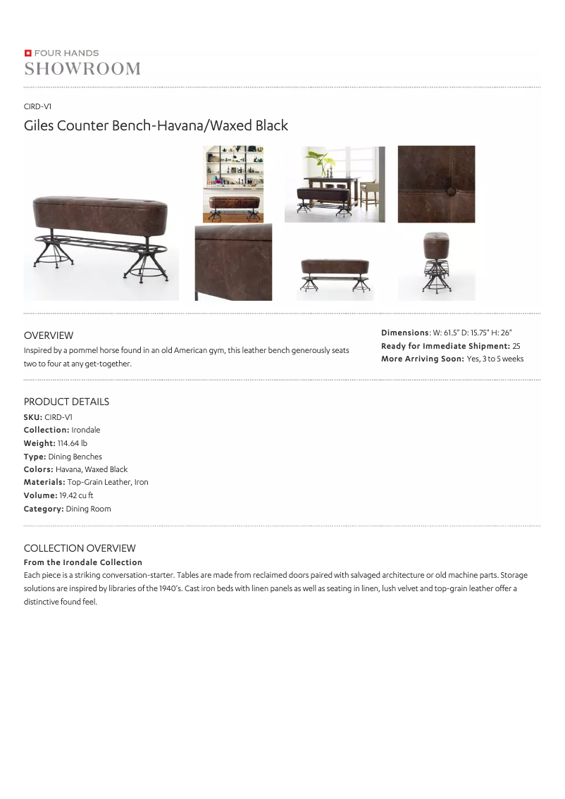 Page 1 de la notice Manuel utilisateur Four Hands CIRD-V1