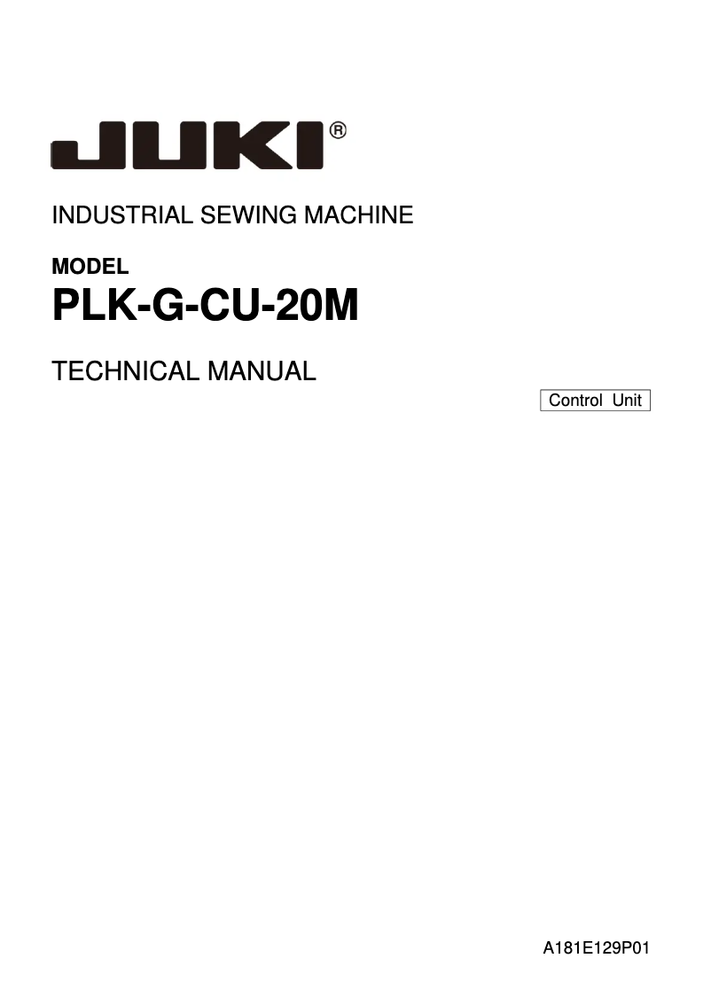 Page n°1 - Manuel utilisateur Juki PLK-G-CU-20M