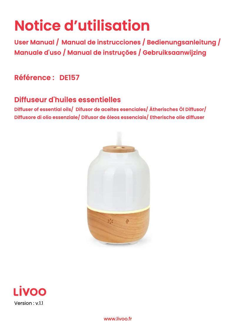 Page 1 de la notice Manuel utilisateur Livoo DE157