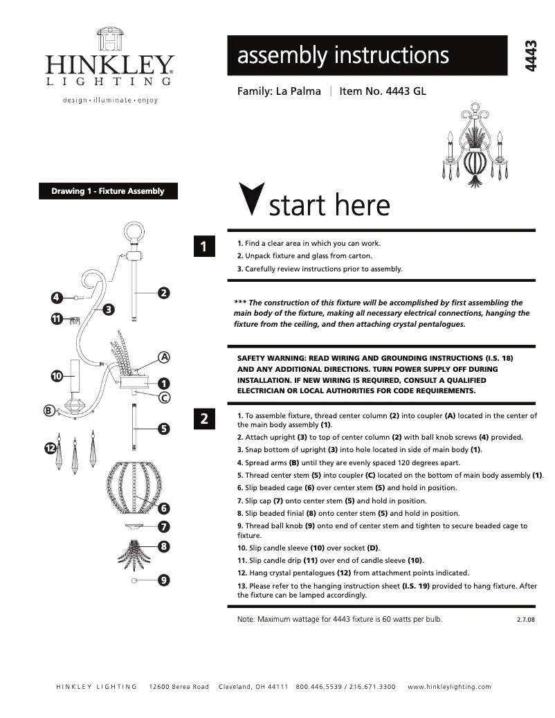 Image de la première page du manuel de l'appareil Chance 4443BLB