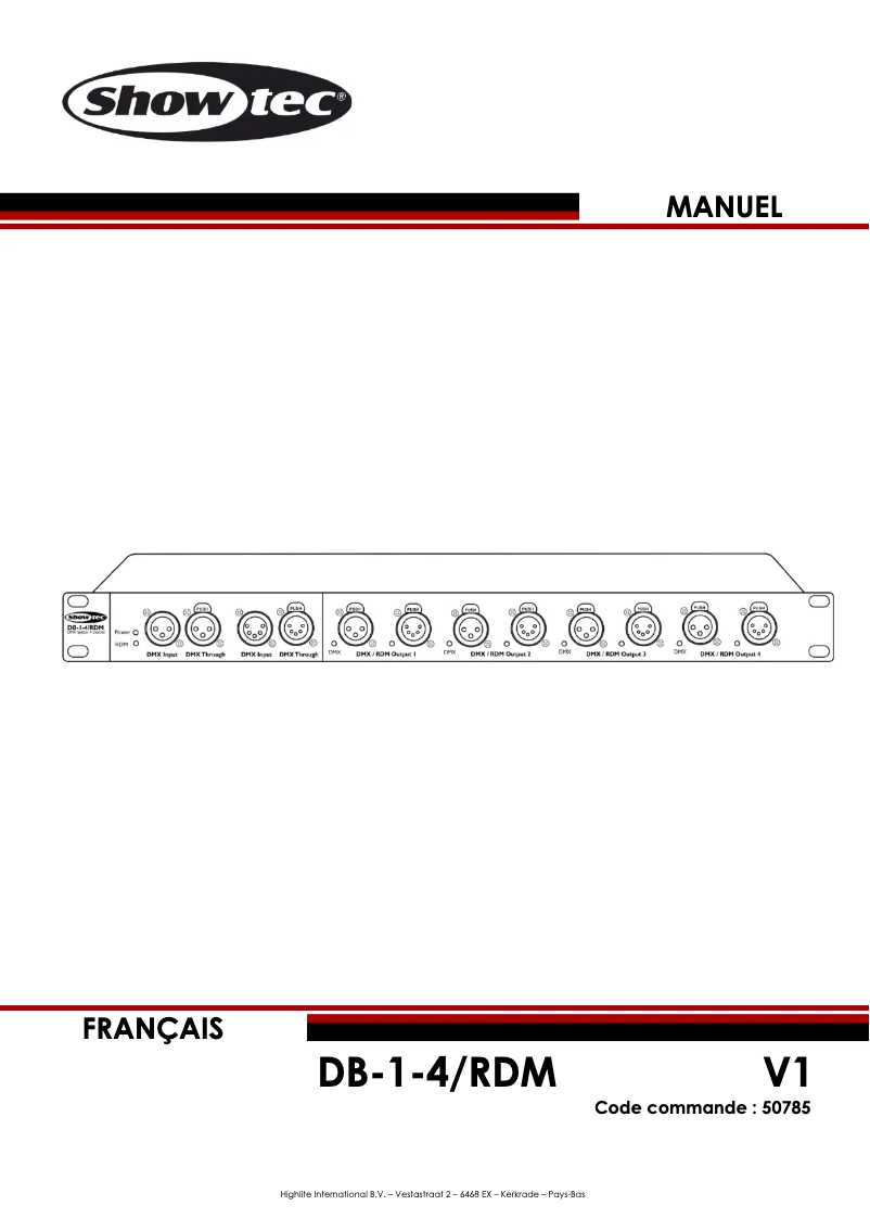 Page 1 de la notice Manuel utilisateur Showtec DB-1-4/RDM