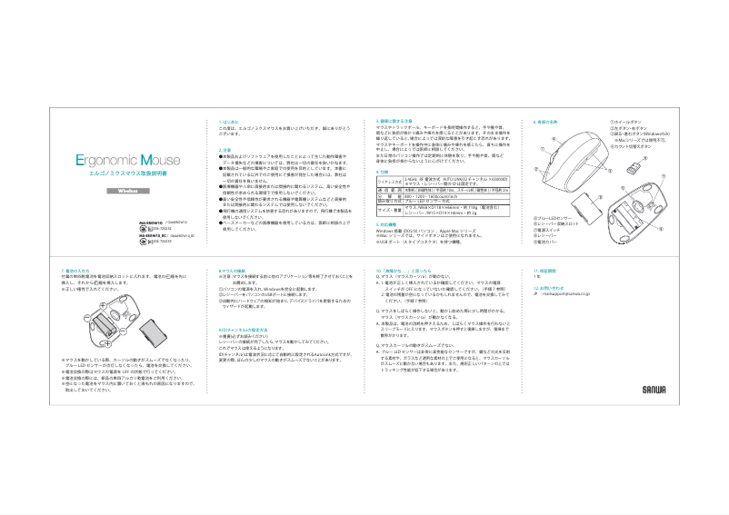 Page 1 de la notice Manuel utilisateur Sanwa MA-ERGW10