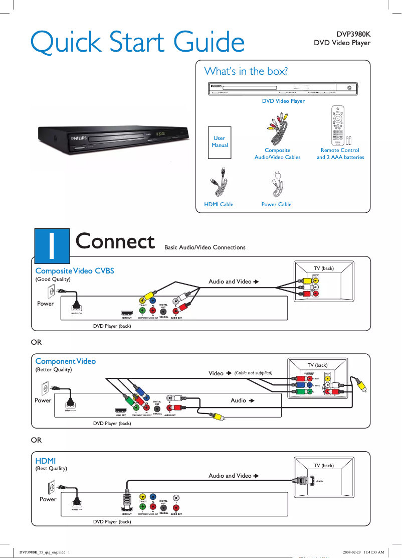 Imagen de la primera página del manual del dispositivo DVP3980