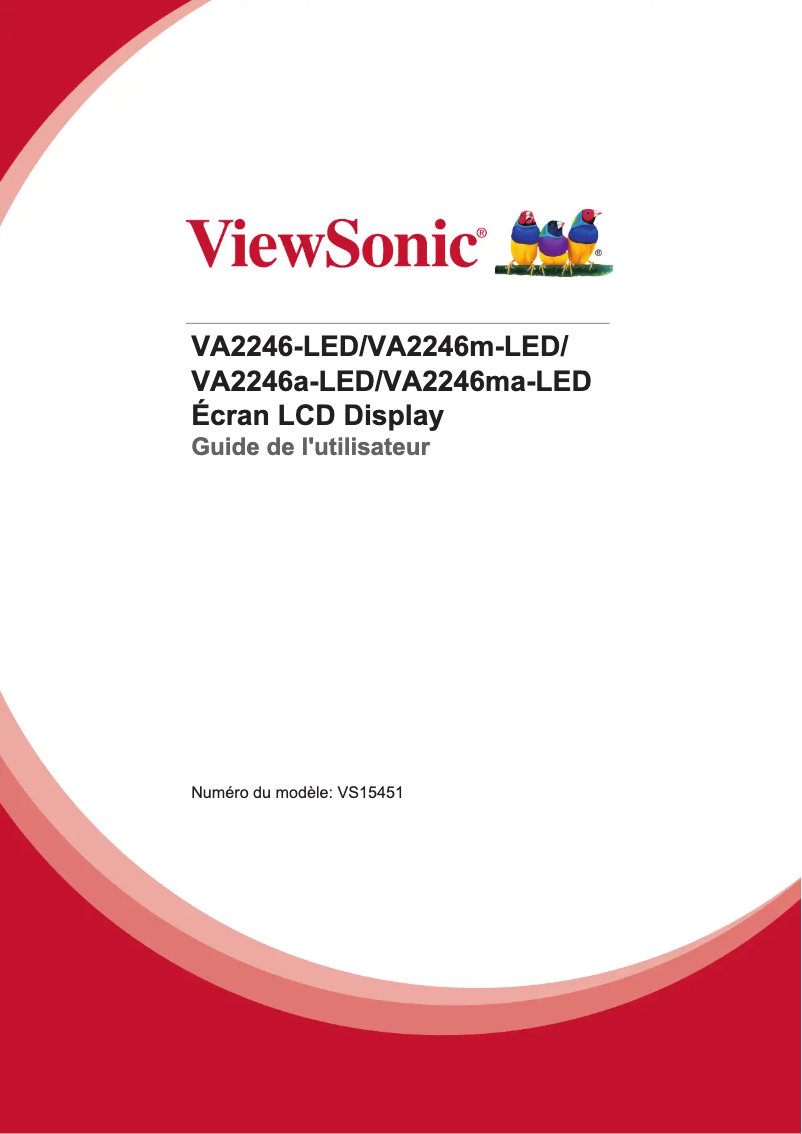 Page 1 de la notice Manuel utilisateur Viewsonic VA2246m-LED