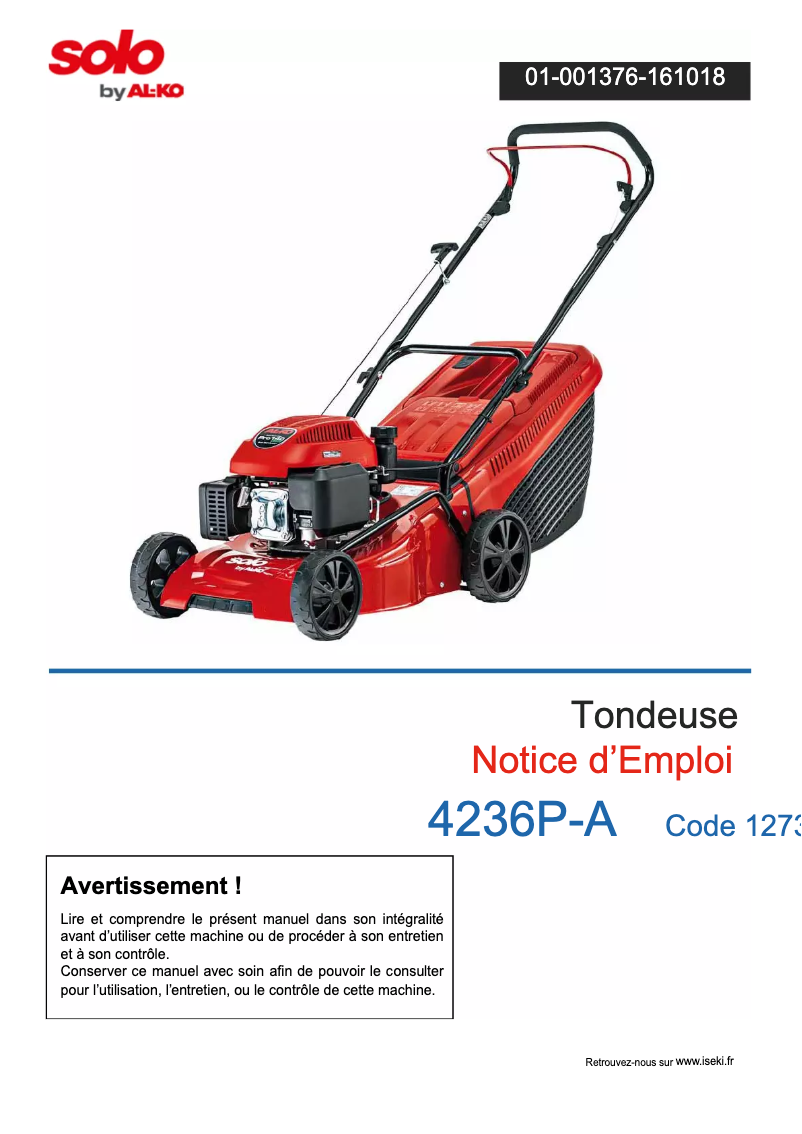 Page n°1 - Manuel utilisateur Solo 4236P-A