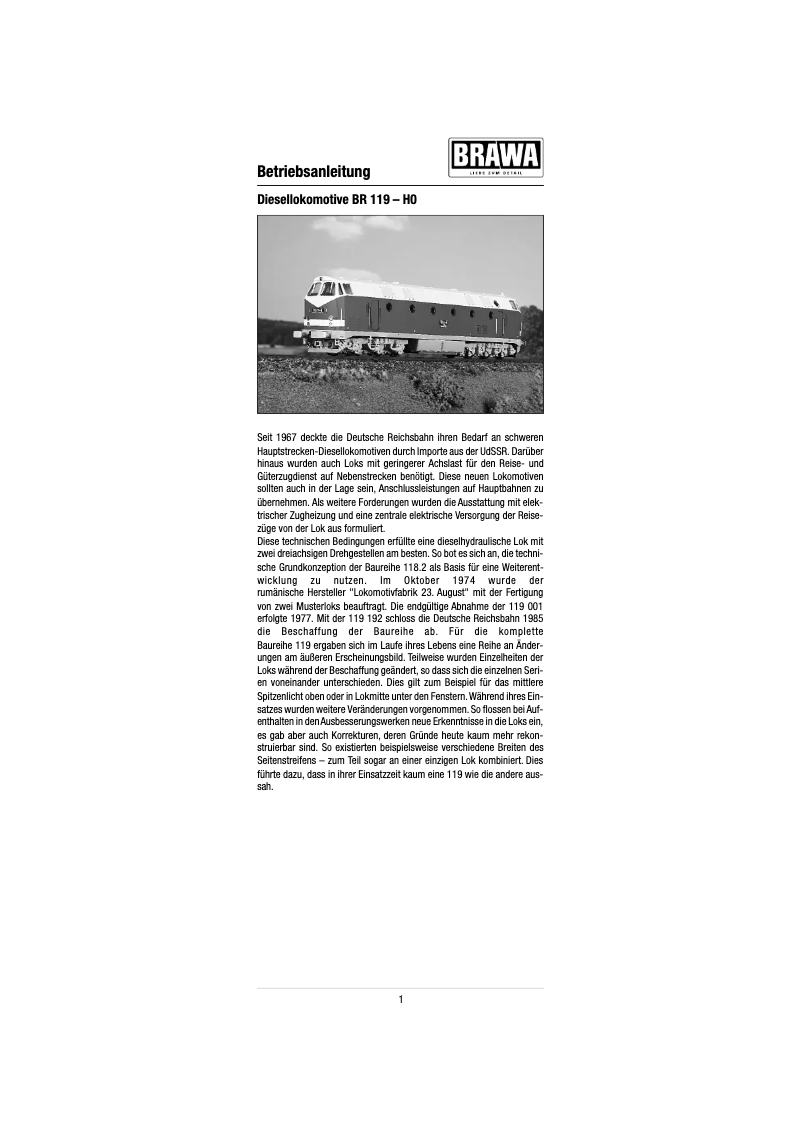 Image de la première page du manuel de l'appareil 41088 BR 119 (HO)