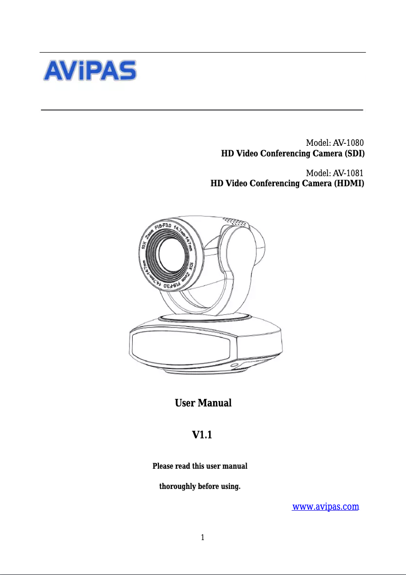 Page 1 de la notice Manuel utilisateur AViPAS AV-1080