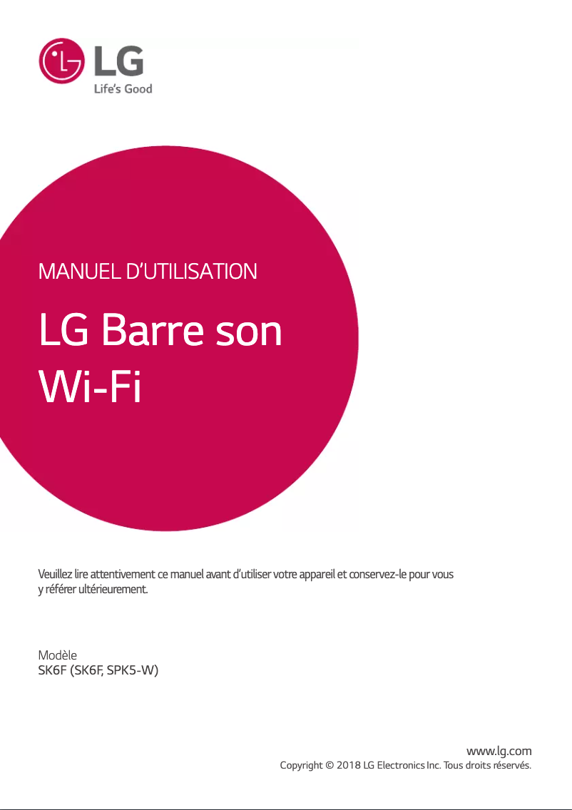 Image de la première page du manuel de l'appareil SK6F
