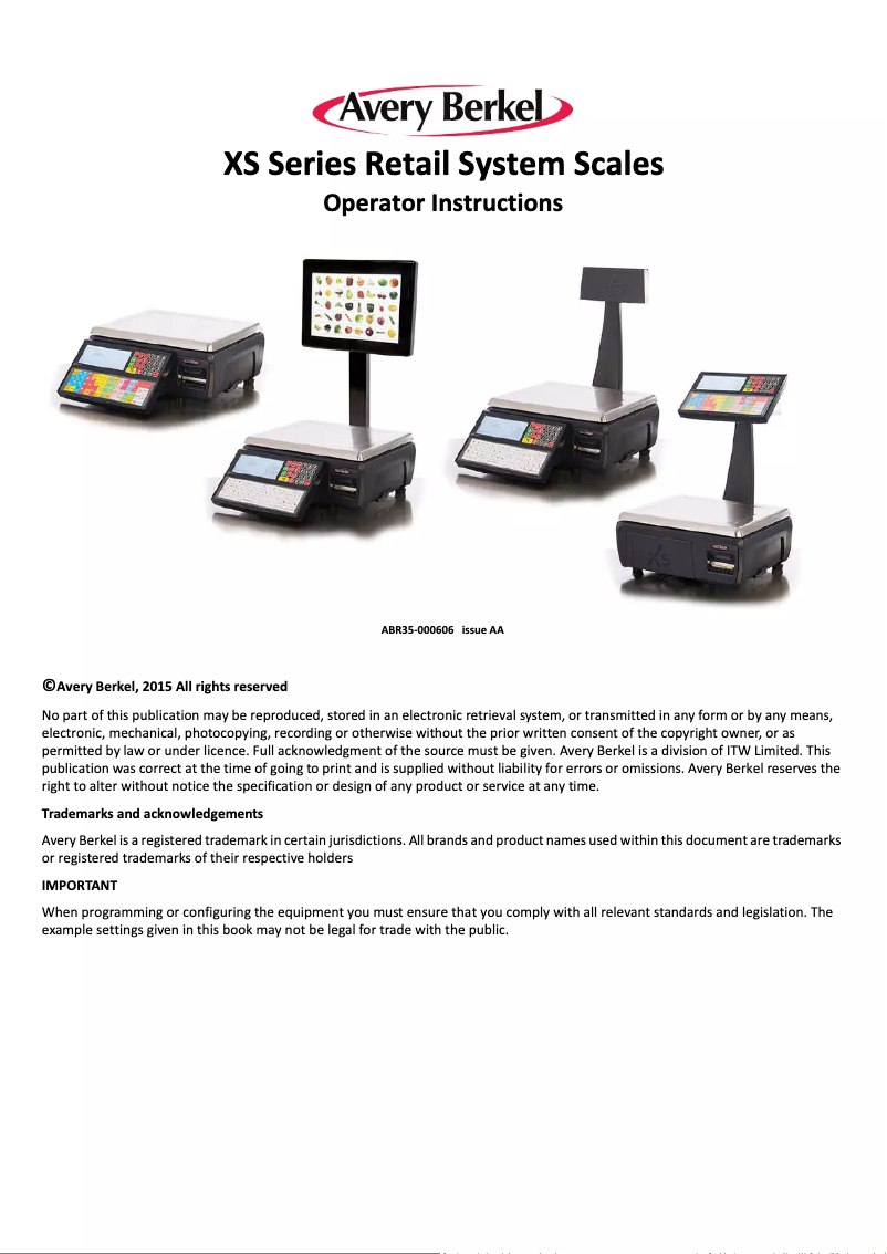 Page n°1 - Manuel utilisateur Avery Berkel XS400