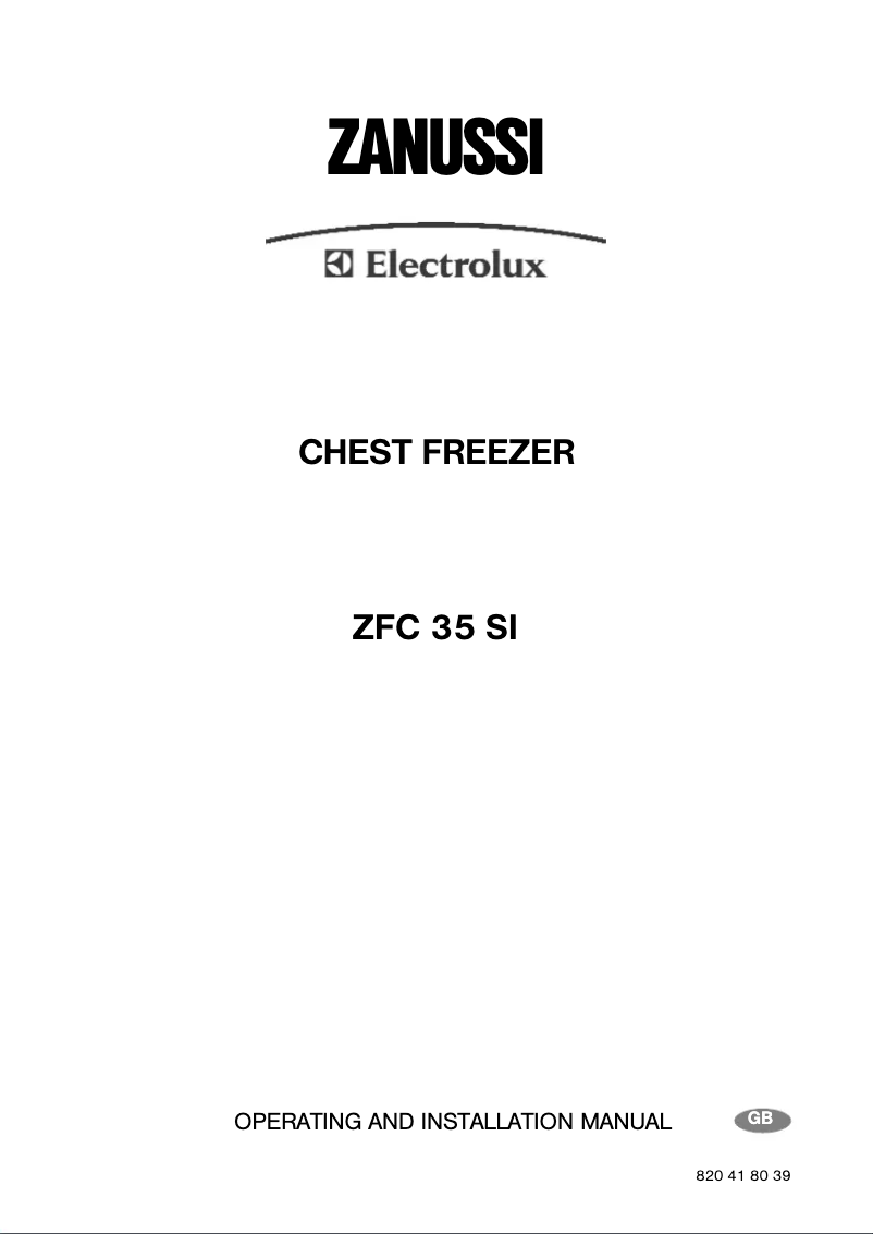 Page 1 of the manual User Manual Zanussi-Electrolux ZFC35SI
