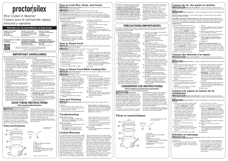 Page n°1 - Manuel utilisateur Proctor Silex 37510