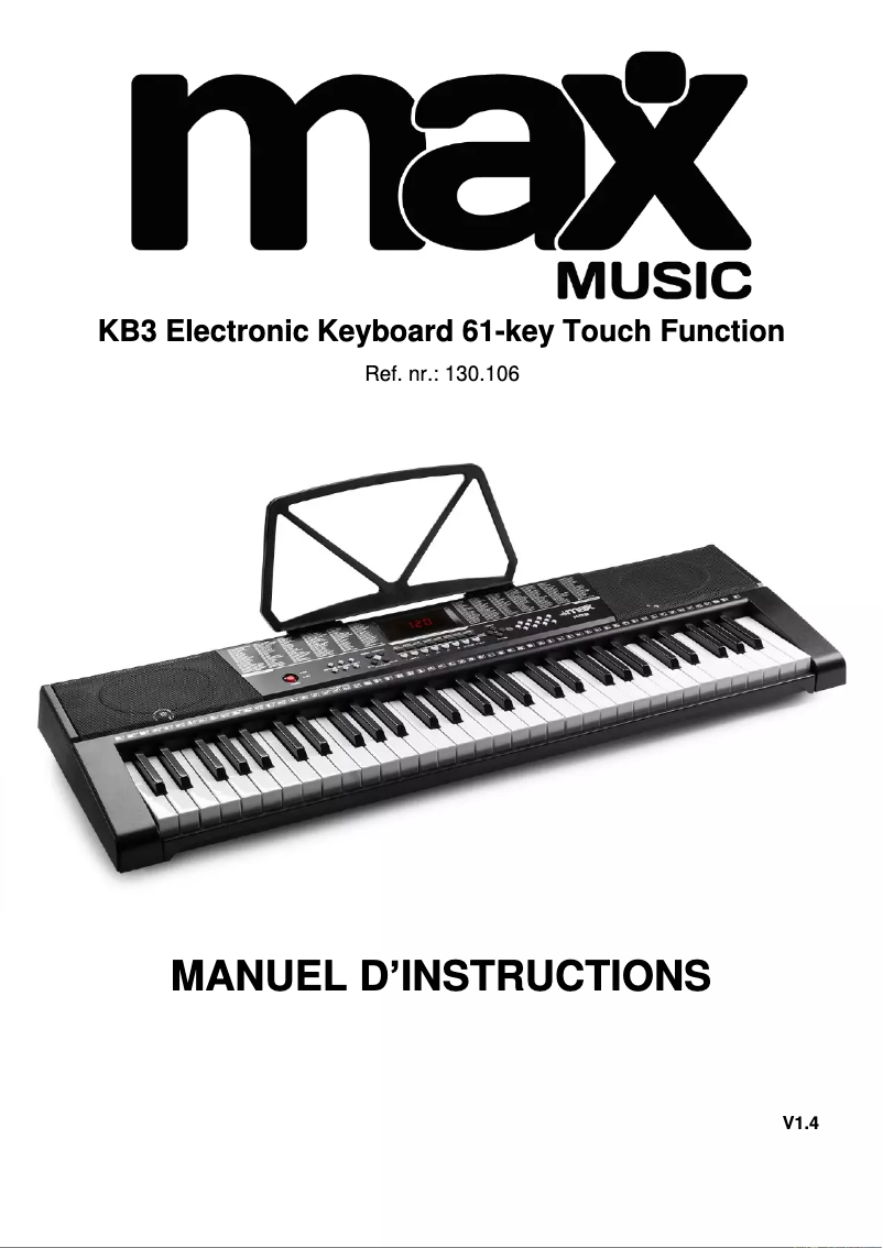 Page n°1 - Manuel utilisateur MAX KB3