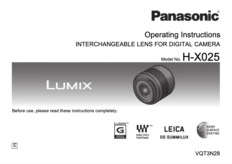 Page 1 de la notice Manuel utilisateur Panasonic H-X025E