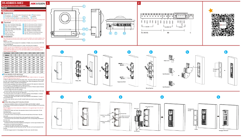 Page 1 de la notice Guide de démarrage rapide Hikvision DS-KD8003-IME2