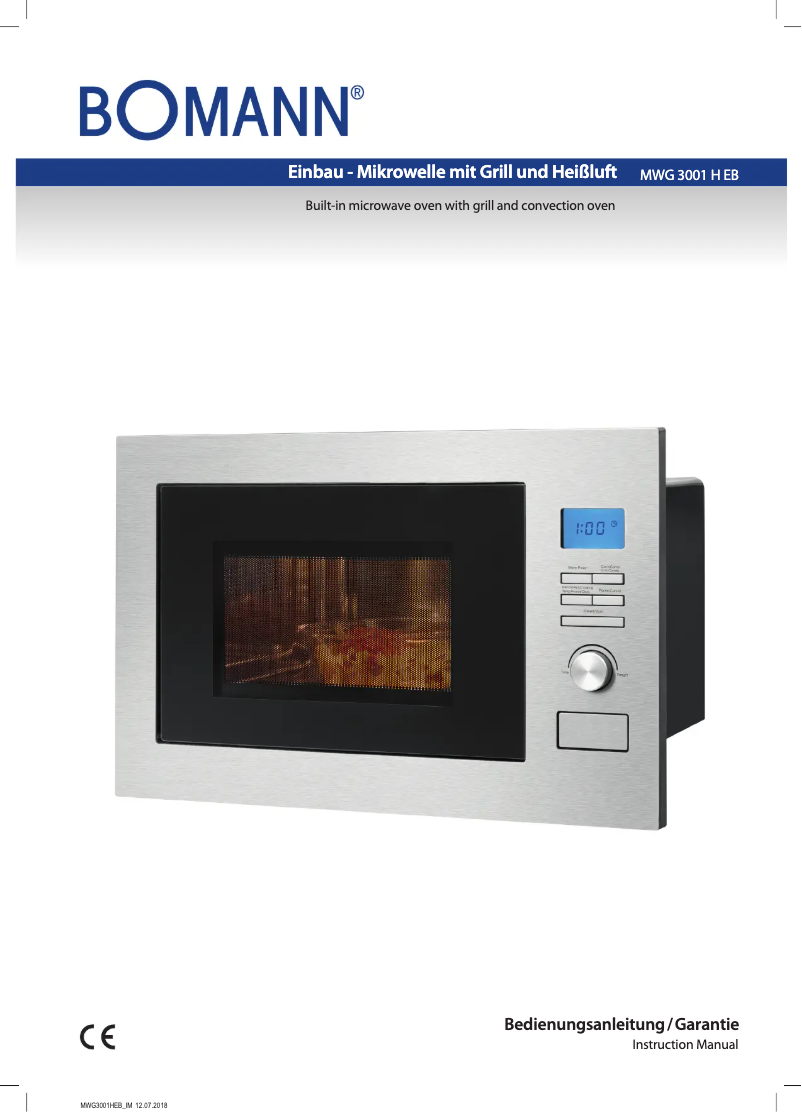 Page 1 de la notice Manuel utilisateur Clatronic MWG 3001