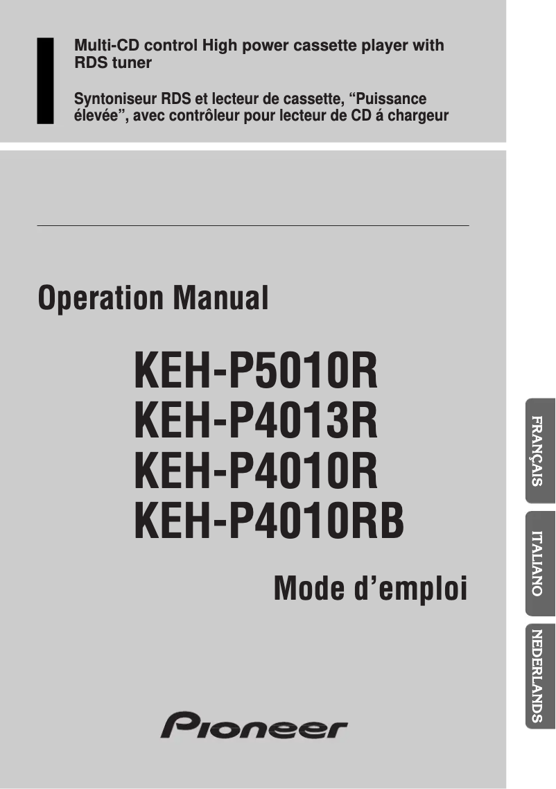 Page 1 de la notice Manuel utilisateur Pioneer KEH-P4013R