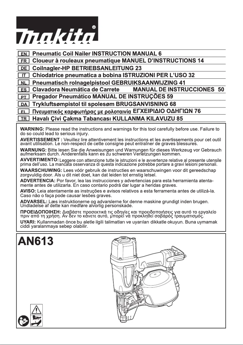 Página 1 del manual Manual de usuario Makita AN613
