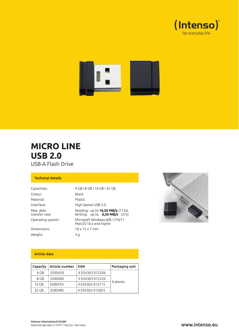 Imagen de la primera página del manual del dispositivo Micro Line USB 2.0