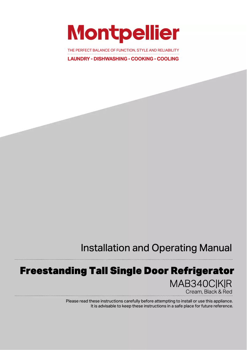 Page 1 de la notice Manuel utilisateur Montpellier MAB340K