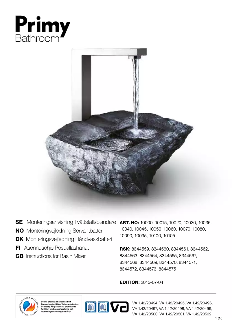 Page n°1 - Manuel utilisateur Primy Steel Arc Round 10040