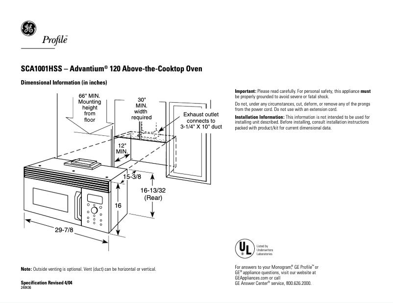 Image de la première page du manuel de l'appareil SCA1001HSS
