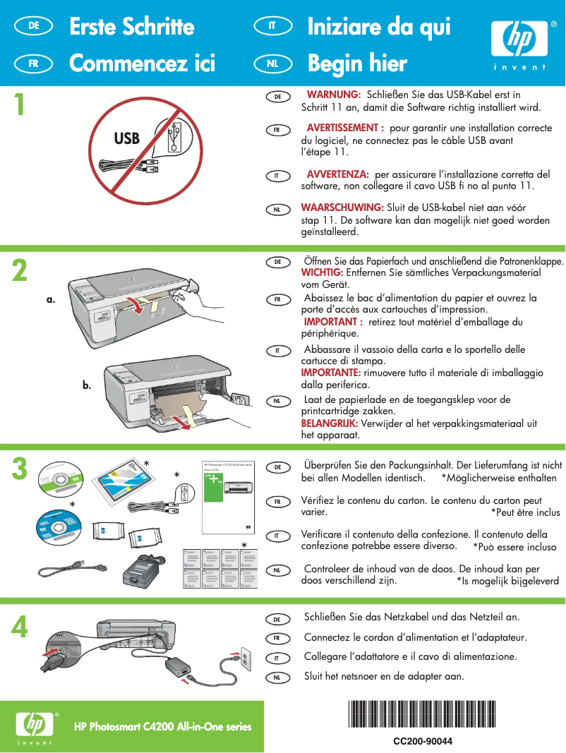 Page 1 de la notice Manuel utilisateur HP Photosmart C4272