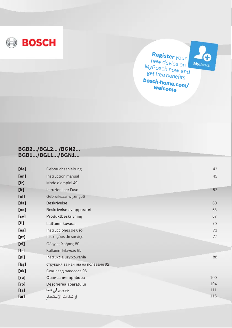 Page n°1 - Manuel utilisateur Bosch Serie 2 BGN2A3028