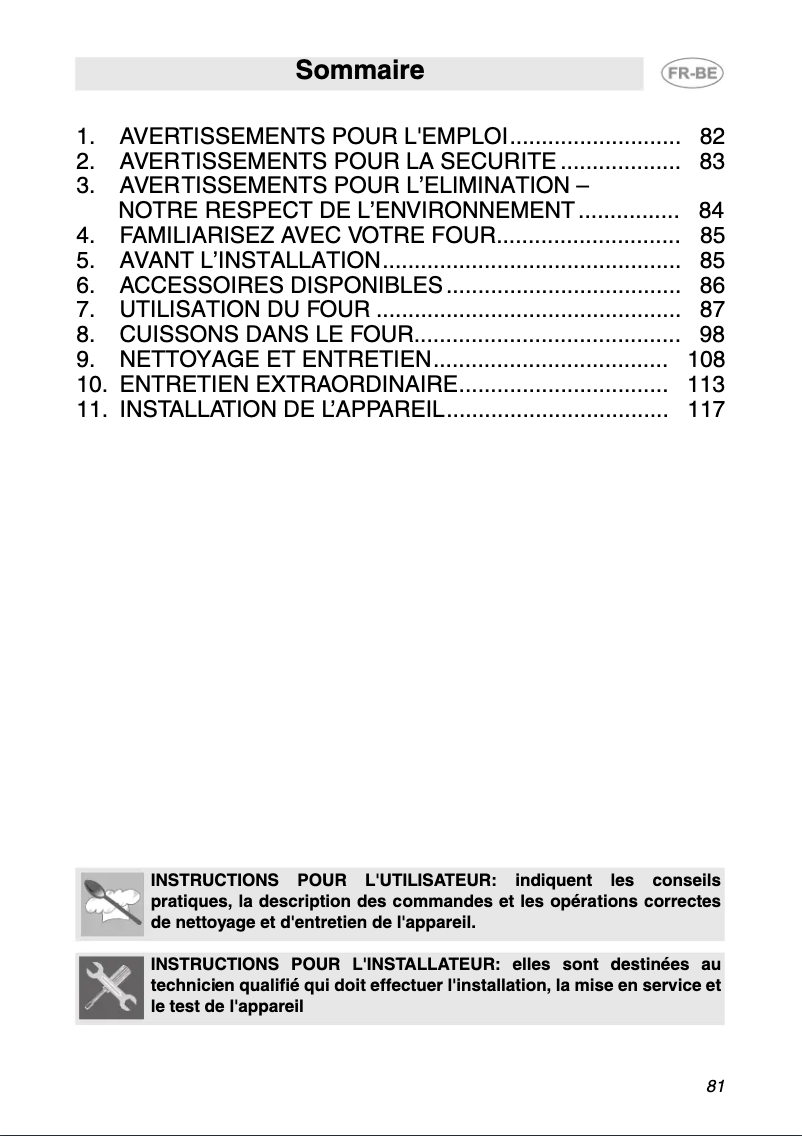 Page 1 de la notice Manuel utilisateur Smeg SCP112-2