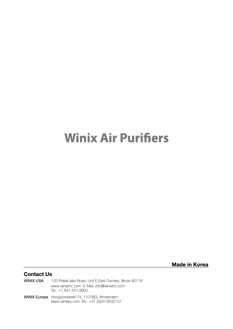 Page 1 de la notice Manuel utilisateur Winix P450