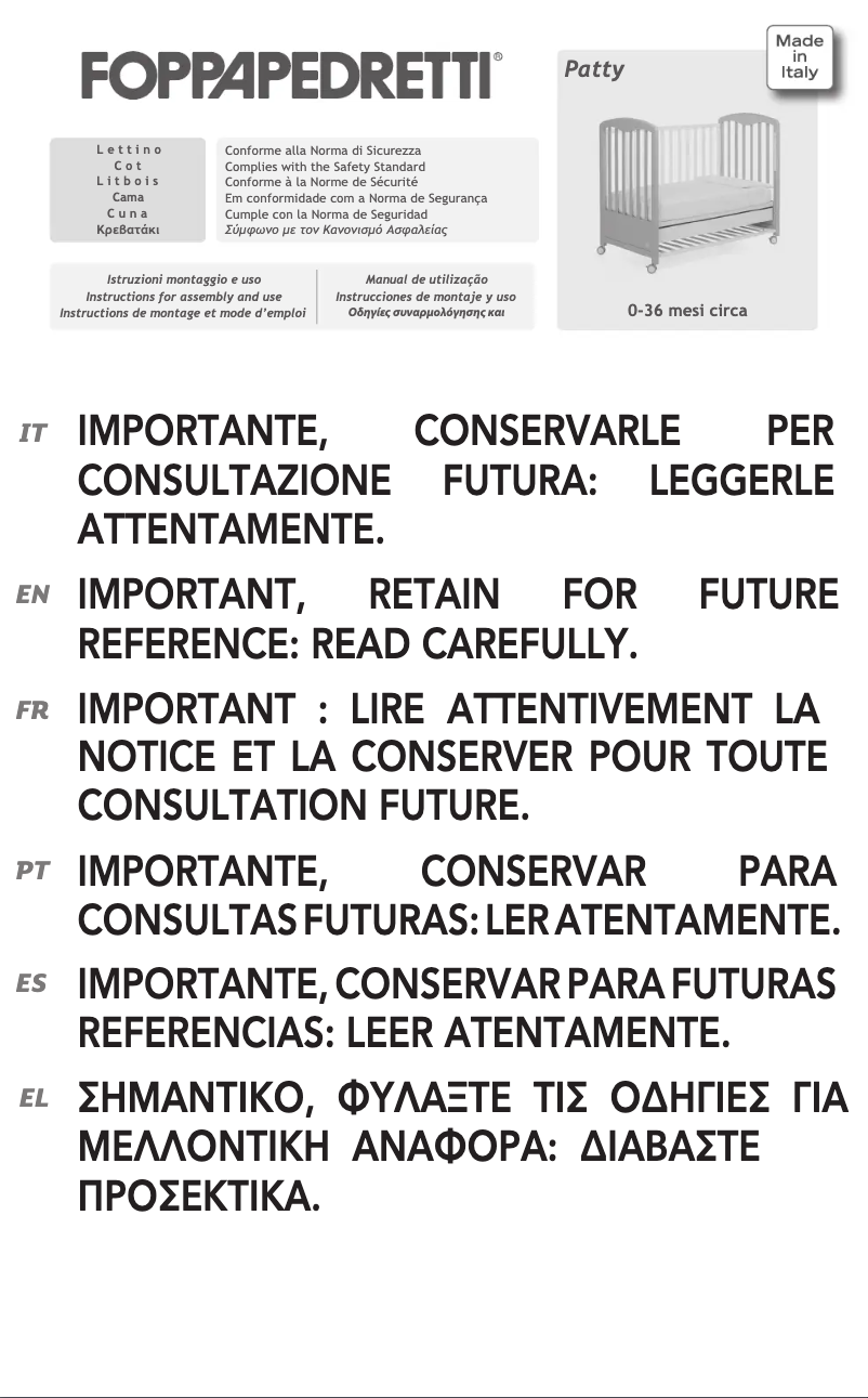 Page 1 de la notice Manuel utilisateur Foppapedretti Patty