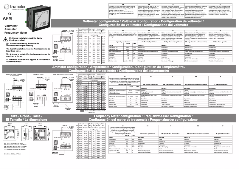 Page 1 de la notice Manuel utilisateur Trumeter APM