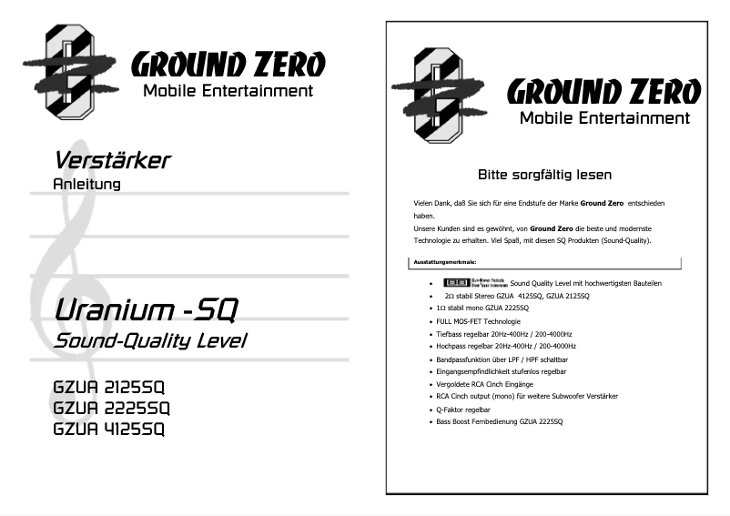 Page n°1 - Manuel utilisateur Ground Zero GZUA 4125SQ