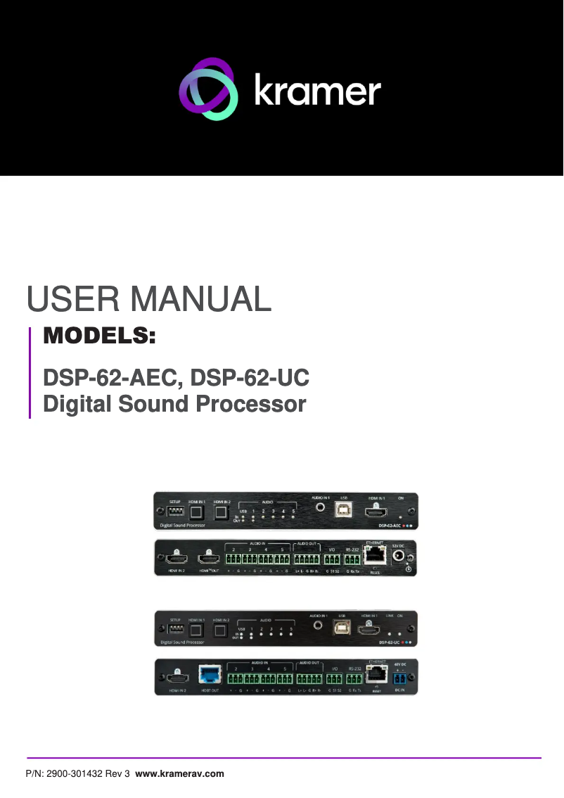 Page n°1 - Manuel utilisateur Kramer DSP-62-AEC