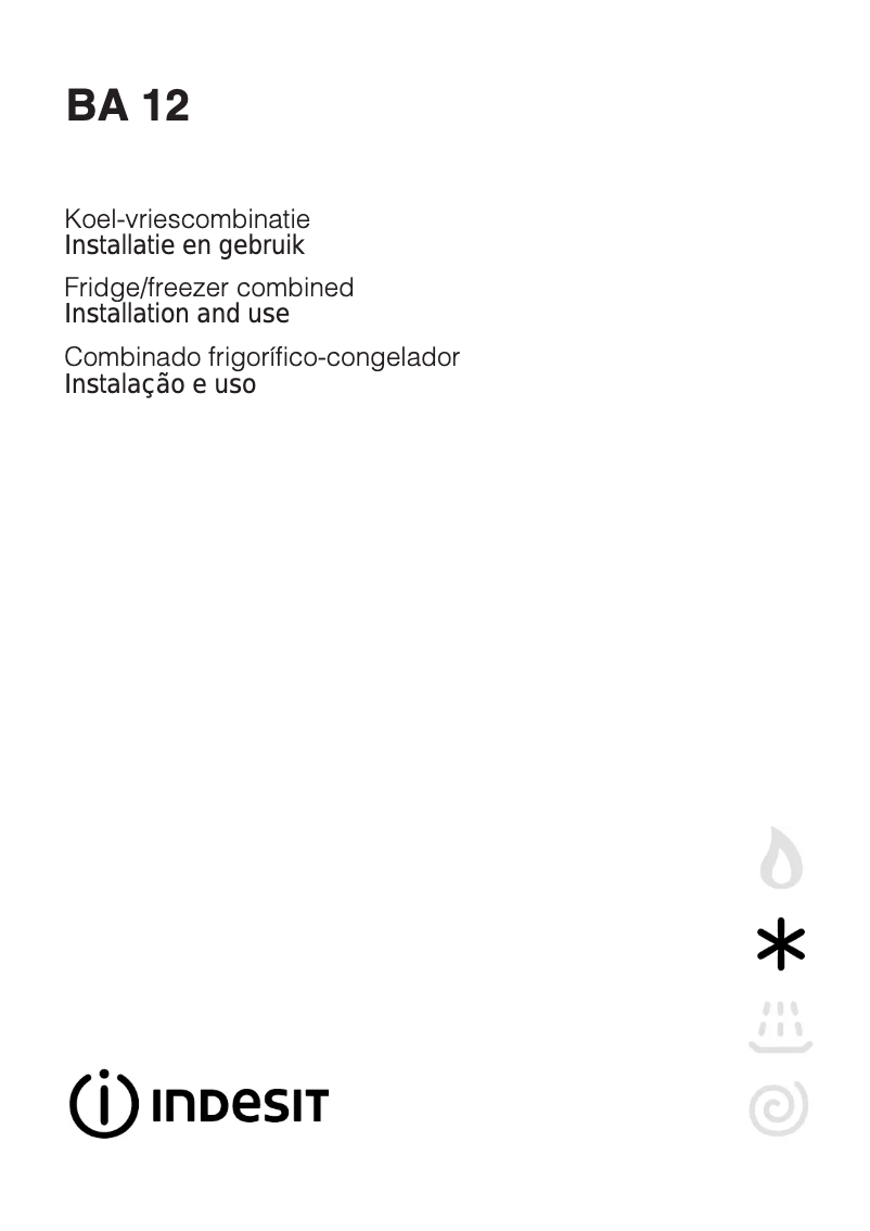 Page 1 de la notice Manuel utilisateur Indesit BA 12 NL