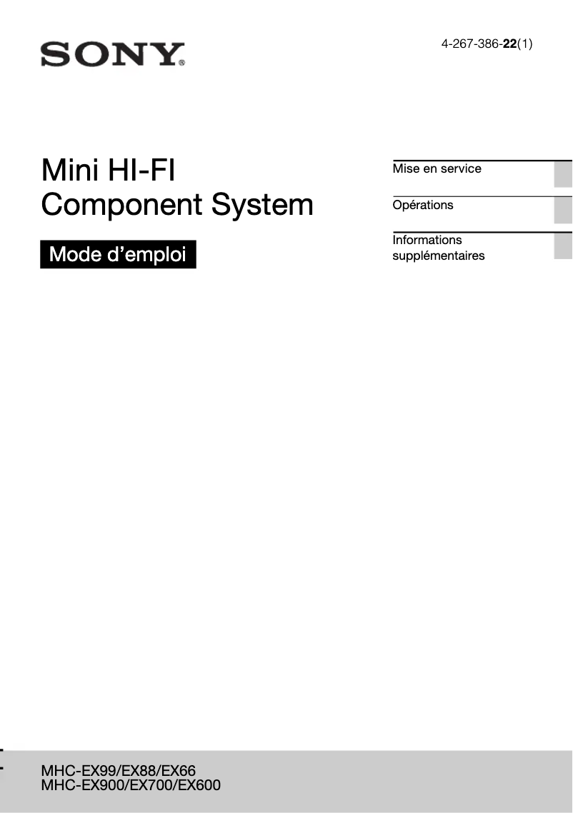 Image de la première page du manuel de l'appareil MHC-EX66