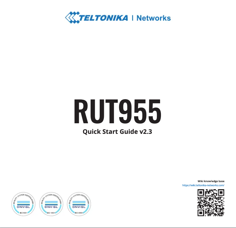 Page 1 de la notice Guide de démarrage rapide Teltonika RUT955