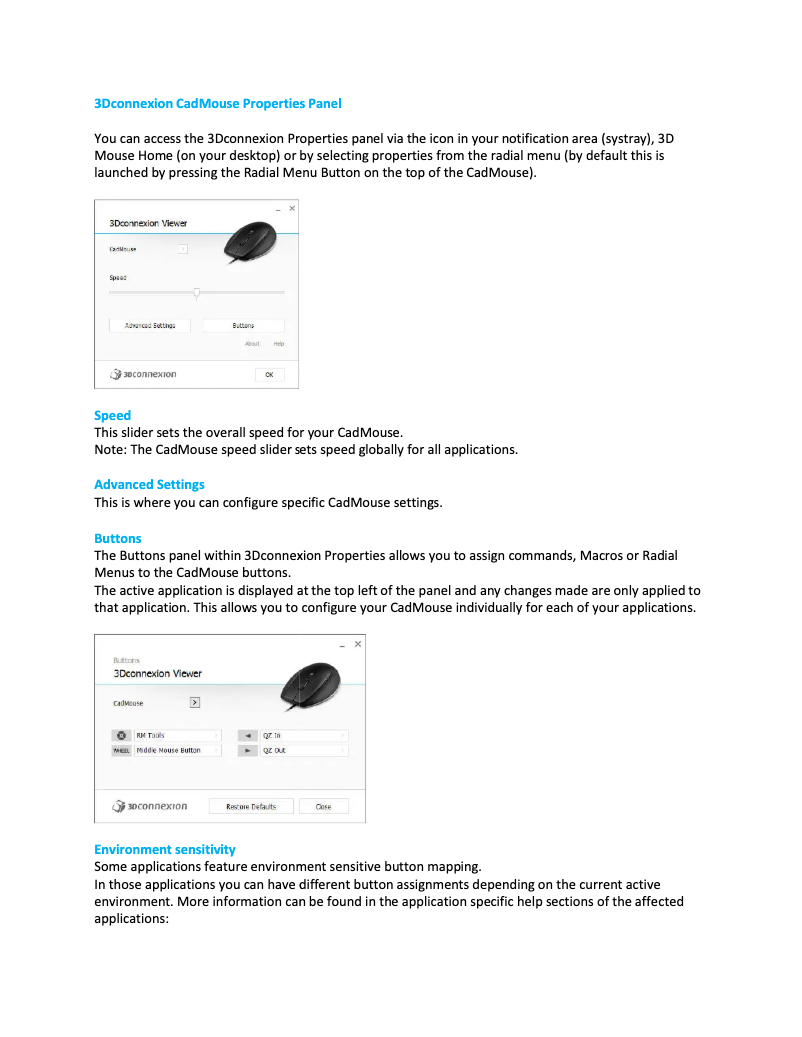 Page n°1 - Manuel utilisateur 3Dconnexion CadMouse